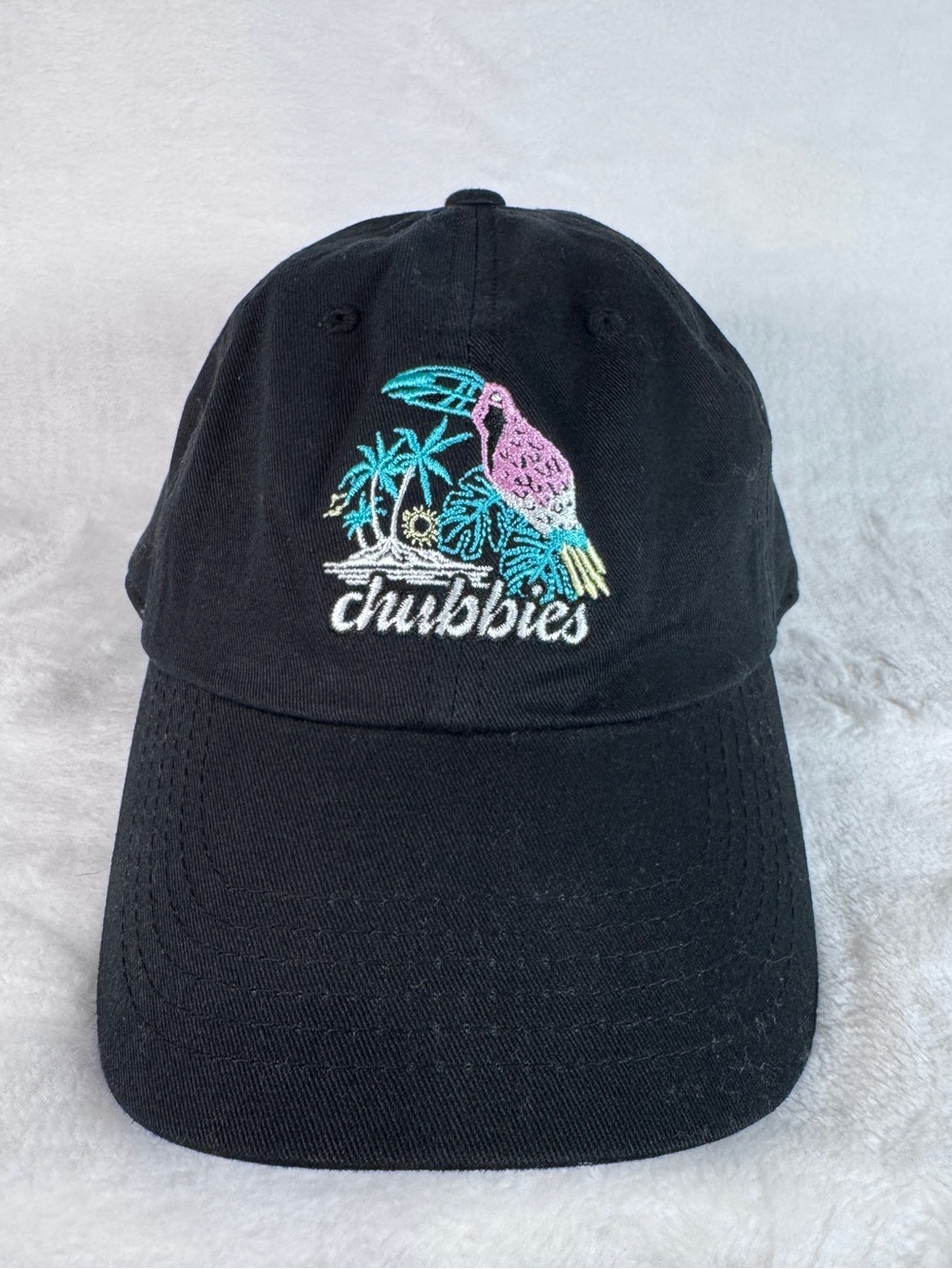 Chubbies Tropical Bird Dad Hat Black Embroidered Cotton Adjustable Cap